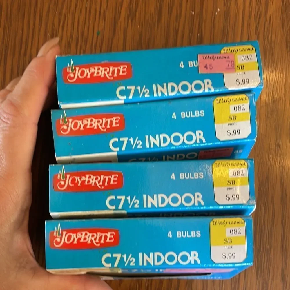 4 boxes of Vtg Joy Brite‎ C 7 1/2 indoor lamp bulbs in original packaging